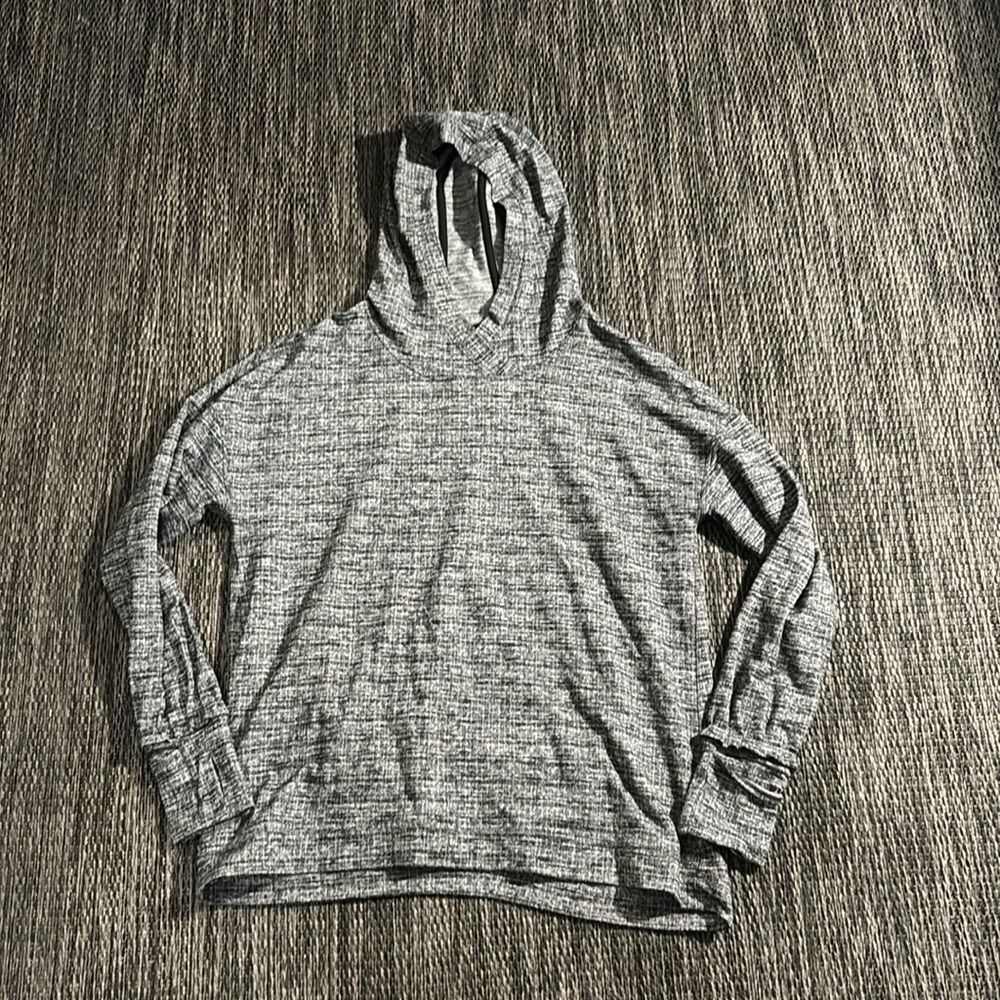 Lululemon Extra Mile Hoodie Running Luon Ringspun Denim Black White Rulu Size 8
